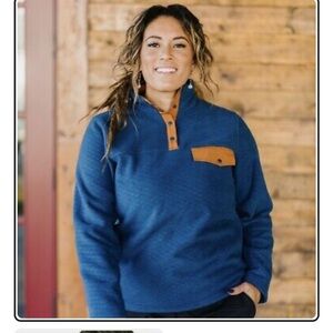 ZYIA Active Wicked Teal Quilted Fleece Pocket Snap Button Pullover
